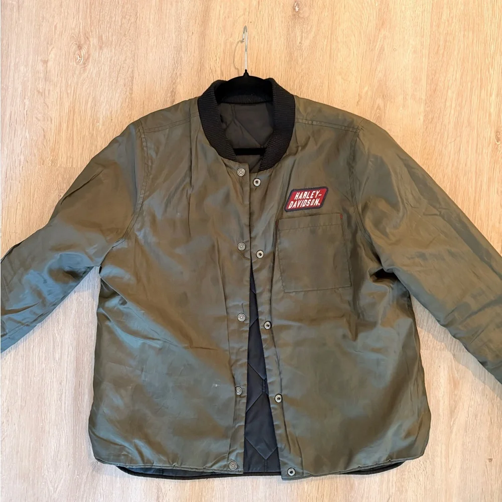 Reversible Harley-Davidson Black Quilted Jacket with Patch - Picture 2 of 5